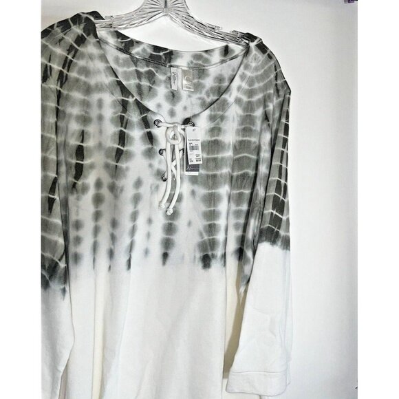 C Active Sweatshirt Green and Cream Women's Plus 22 / 24 W Tie Dye NWT New - Picture 4 of 16
